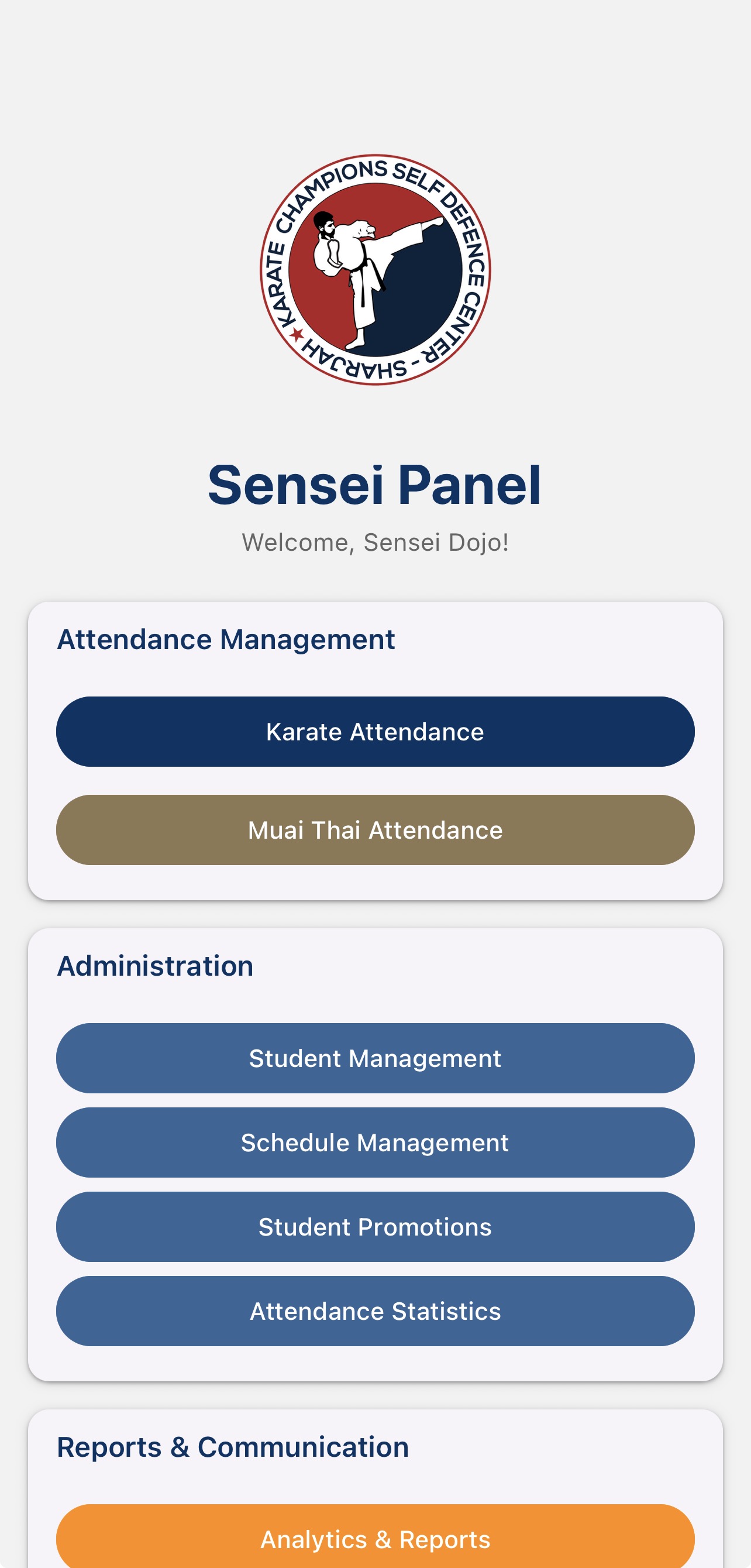 Sensei panel screen